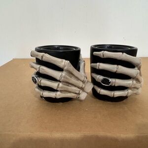 Yankee Candle Skeleton Hand Black Votive Candle Holders Like new